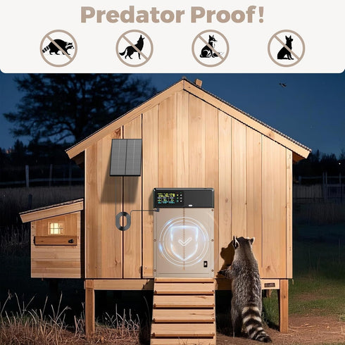 Tephrotrak 3500mAh 656ft Anti-Pinch 5 Automatic Chicken Coop Door, Solar Powered with Battery, Long-Range Remote