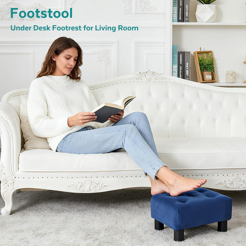 Small Foot Stool Ottoman, Velvet Footstool Ottoman Foot Rest for Couch, Rectangle Footstools and Ottomans Small