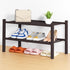 Smiry Shoe Rack, 2 Tier Thick Bamboo Shoe Organizer, Stackable Free Standing