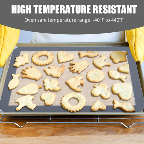 3-Pack Non-Stick Reusable Silicone Baking Mat, Perfect for Oven, Great for Baking Cookies, Pizza, Food-Grade Silicone
