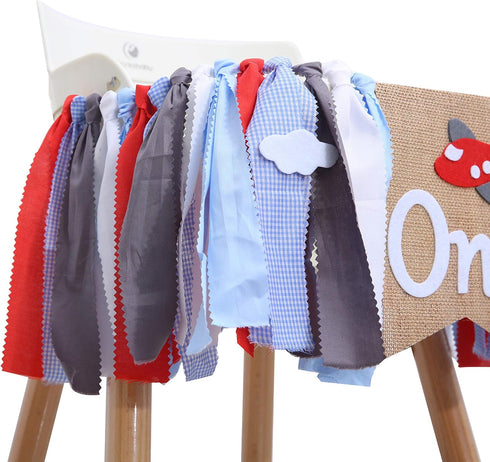 Baci 1st Airplane Highchair Banner for Birthday - First Birthday Decor, Photo Booth Props, Best Party Supplies