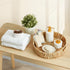 13 inch 1Pack Round Wicker Tray, Hand-Woven Rattan Serving Trays with Handles for Snack Drinks Coffee Table Tray, Water
