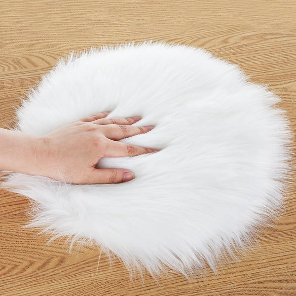 Molain Faux Fur Chair Pad - 12 inch Round Soft Fluffy Seat Cushion Pad Carpet Mat for Couch Pad, Jewelry Photographing