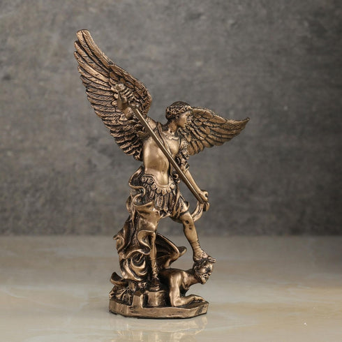 Veronese Design 4 Inch Archangel Saint Michael Figurine, Hand Painted Bronze Finish