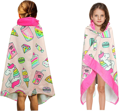 Hooded Bath Beach Towel for Kids - Unicorn - Large 50"x30" Inch