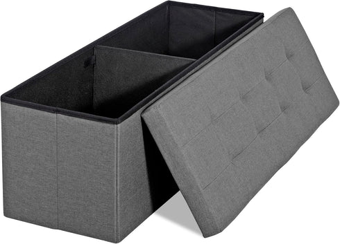 43 Inches 660 lbs SUPER DEAL Folding Storage Ottoman Bench, Foot Rest with Divider Foam Padded Seat Large Storage Chest