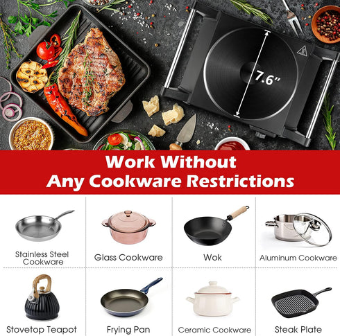 Techwood Electric Hot Plate for Cooking - 1500W Countertop Single Burner with Adjustable Temperature, 7.5” Cooktop