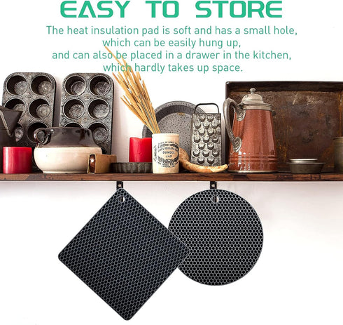Multi-Purpose Silicone Trivet, Flexible Heat Resistant Pot Holders, Square and Round Mats for Hot Pots and Pans,