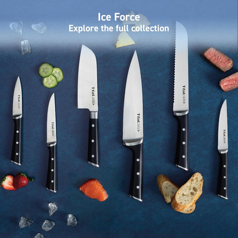 T-fal Ice Force German Stainless Steel Bread Knife, 8 Inch, High Cutting Precision, Ultra Sharp Blades