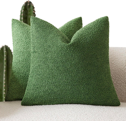 Foindtower Set of 2, Decorative Textured Boucle Throw Pillow Covers Accent Solid