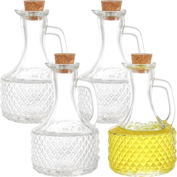 Frcctre 4 Pack Glass Oil and Vinegar Cruets Bottles, 13.5 Ounce Glass