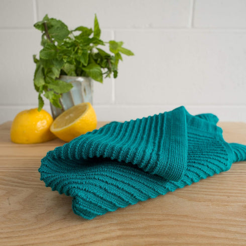 Now Designs Ripple Kitchen Dishcloth, Set of 4 in Peacock Green