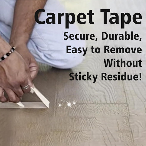 Carpet Tape, Double Sided Rug Tape for Secure Rugs on Hardwood, Removable, No Damage (Creme, 2" x 25 Yard)