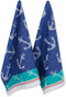 DII Kitchen Dishtowel Set, Anchor's Away Collection, 18x28, Jacquard, 2 Piece
