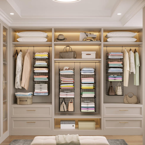 X-cosrack Closet 5-Tier Closet Closet Hanging Organizer and Storage - Storage Organizer Baskets for Clothes