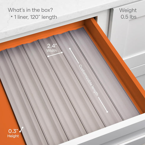 YouCopia SpiceLiner Spice Rack Drawer Organizer, Universal Fit 10’ Roll, Gray