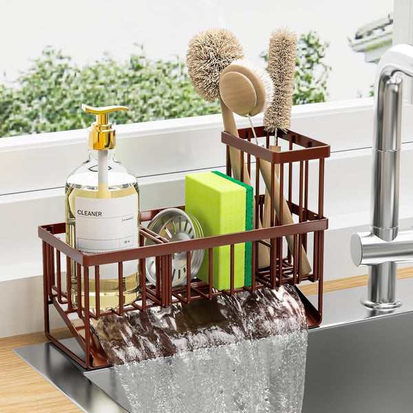 Cisily Kitchen Sink Caddy, Sponge Holder for Kitchen Sink, Kitchen Sink Organzier