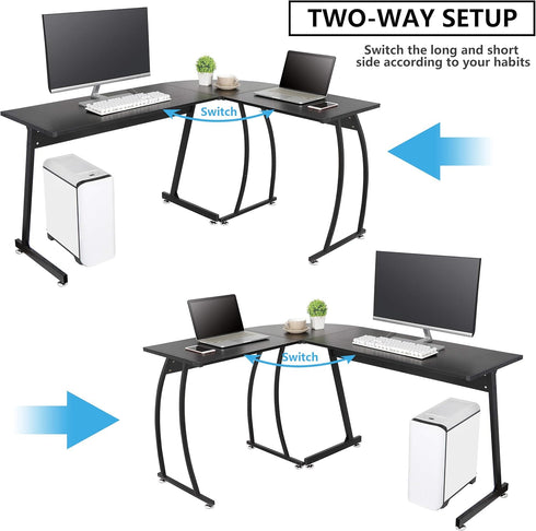 58'' ZENY L-Shaped Gaming Desk Computer Corner Desk Reversible Table Home Office Desk PC Workstation Study Writing Desk