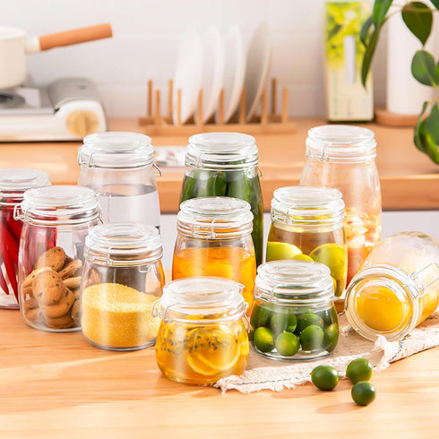 Glass Jar with Airtight Lid, 16 Oz Set of 2, Wide Mouth Leakproof Food Storage Containers for Coffee, Sugar