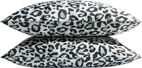 NTBAY 2 Pack Satin Pillowcases for Hair and Skin, Leopard Printed 20x26 Inches with Envelope Closure