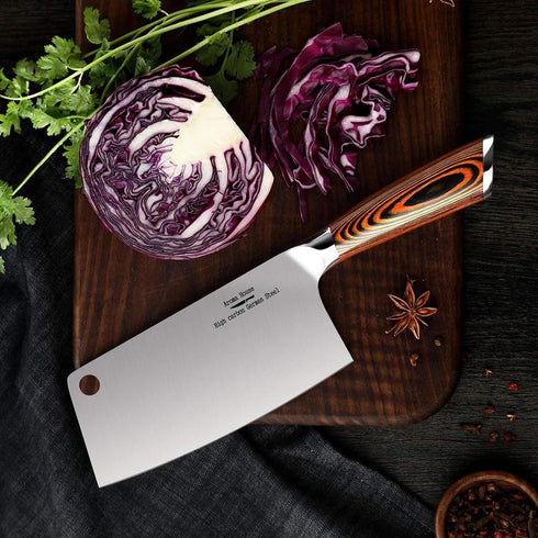 Ultra Sharp 7 inch Cleaver Knife, High Carbon German Stainless Steel Butcher Knife for Kitchen and Restaurant