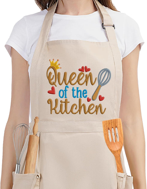 Fairy's Gift Funny Cooking Aprons for Women, Embroidered Cute Baking Apron with Pockets