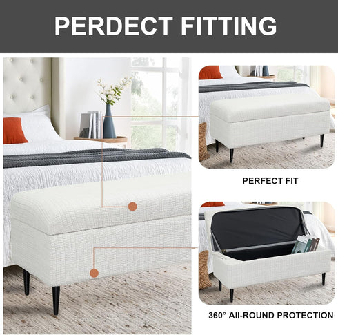 43) Eco-Ancheng Storage Ottoman Cover Rectangle Ottoman Slipcover Folding Storage Bench Cover Footrest Stool Slipcover