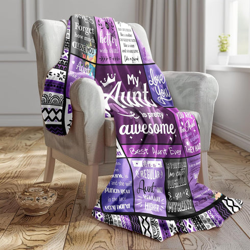 60"X50" Aunt Gifts, Auntie Gift Ideas, Gifts for Aunt from Niece/Nephew, Auntie Birthday Gift, Soft Throw Blankets