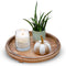 CozyHavenShop Round Wood Tray for Centerpiece Table Decorations, Rustic Beaded Wooden Trays Decor