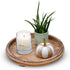 CozyHavenShop Round Wood Tray for Centerpiece Table Decorations, Rustic Beaded Wooden Trays Decor
