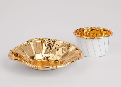 GOLDEN APPLE Aluminum Foil Paper Mini Cake Baking Cups, 100 pcs - Muffin Cupcake Baking Mold Cup Liners, Small White