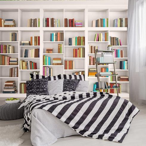 FENDROM White Bookshelf Bookcase Tapestry Home Office Video Conference Study Room Tapestries Wall Hanging Art