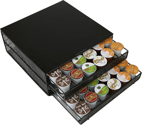 Mind Reader Single Serve Coffee Pod Organizer - 72 Pod Capacity with 2 Drawers, Black