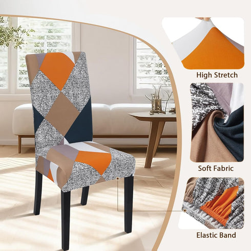 SearchI 4 Pack Super Fit Stretch Removable Washable Dining Chair Covers, Spandex Fabric Slipcovers for Dining Room