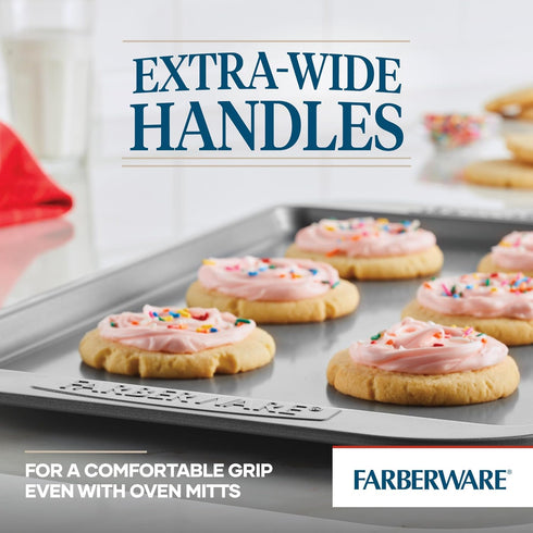 Farberware Nonstick Cookie Baking Sheets, 3-Piece Set, Gray