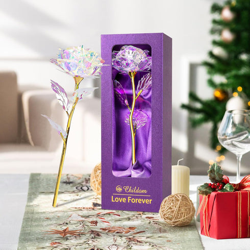 Childom Birthday Gifts for Women, Christmas Rainbow Rose Gifts for Her Mom, Sweet Artificial Flower Present