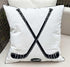 Embroidered Hockey Throw Pillow Cover, 18 inch Square Decorative Canvas Pillow Cover for Ice Hockey Room Decor (Cover