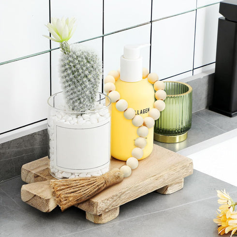 Counter Honeydak Wood Pedestal Riser Tray Soap Dispenser Stand for Kitchen Sink Wooden Holder for Bottles Plant Makeup