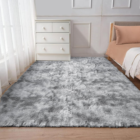 IR Imperial Rooms 4x6 Feet Grey Luxury Area Rug, Soft Fluffy Shaggy Carpet for Living Room, Non-Slip Home Decor