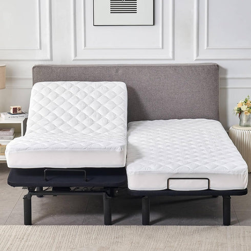 Waterproof Quilted Split King Mattress Protector Pad for Adjustable Bed, Noiseless Fitted Mattress Cover with Soft