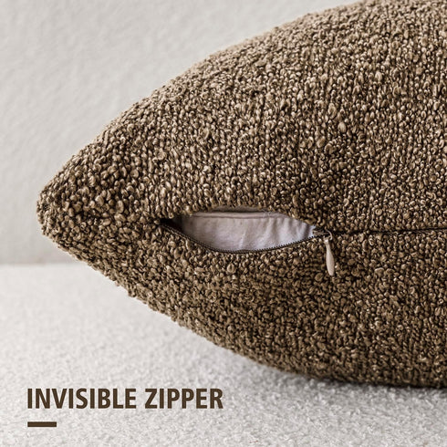 Cozy 24x24 Inch,1PC,Light Foindtower Decorative Textured Boucle Throw Pillow Covers Accent Solid Pillow Cases Neutral