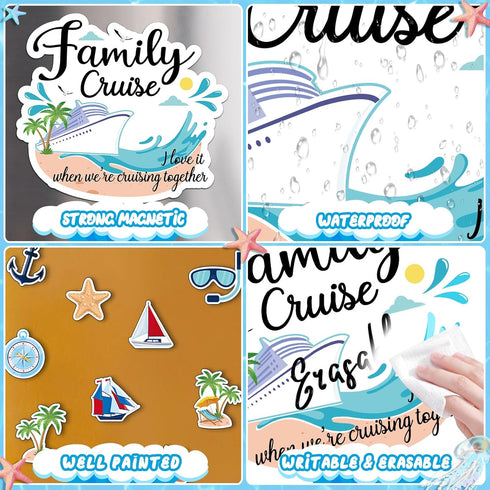 26pcs Family Cruise Door Magnets Decorations, Magnetic Anniversary Party Sign Decors for Family Carnival Cruise