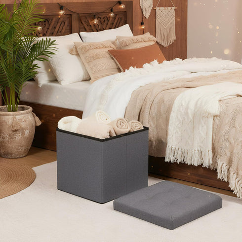 12.6 Inch B FSOBEIIALEO Storage Ottoman Cube Foldable Footrest, Chest & Seat for Living Room, Nursery, Bedroom Cube