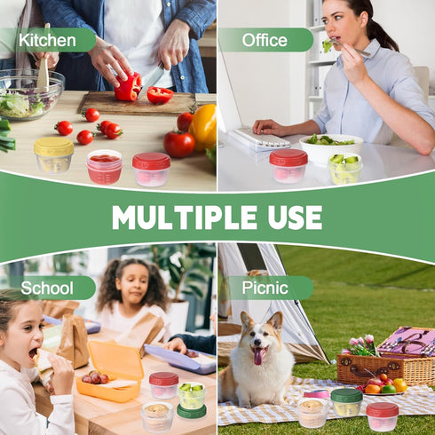 24pcs 4 oz 1/2 Yomarket Small Plastic Containers with Lids, Reusable Cup Small Food Storage Containers, Leakproof