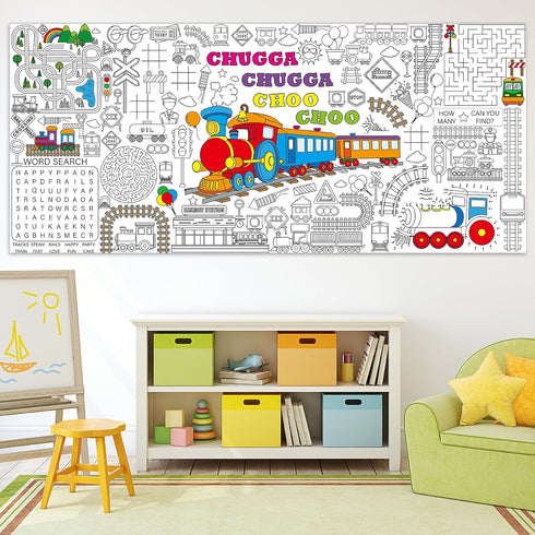Train Giant Coloring Poster Train Large Versatile Activity Drawing Paper Coloring Tablecloth DIY Trains Theme Game