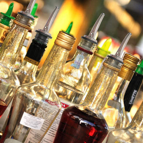 120 Pack Stainless Steel Bottle Pourers Tapered Liquor Pourers with Rubber Dust Caps Tapered Pour Spouts for Liquor