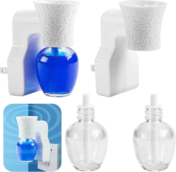 2 Pack WallFlower Fragrance Oil Plug-in Diffuser, Rotary Design, with 2 Empty Bottles for Home Office
