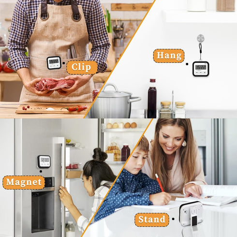 Kitchen Timers for Cooking, Magnetic Digital Timers 2 Pack for Classroom, Kids, Teachers, Black