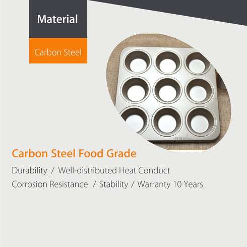 Carbon Steel Nonstick Muffin Pan, 9-Cup Bakeware