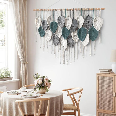 39" 29.5" Weldomcor Large Macrame Wall Hanging Boho Home Decor, Handmade Bohemian Woven Leaves Macrame Tapestry Modern
